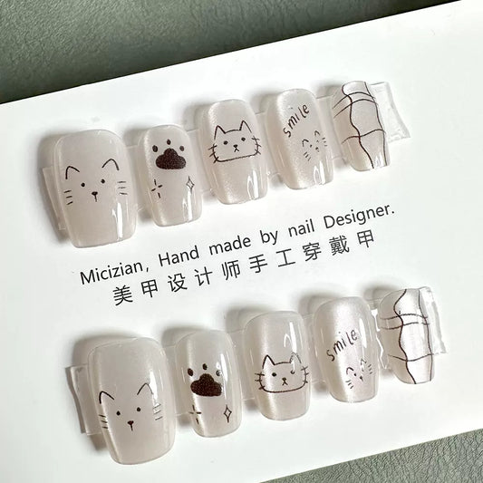 😊 Kitty Smile Press-On Nails by AuraNails 😊